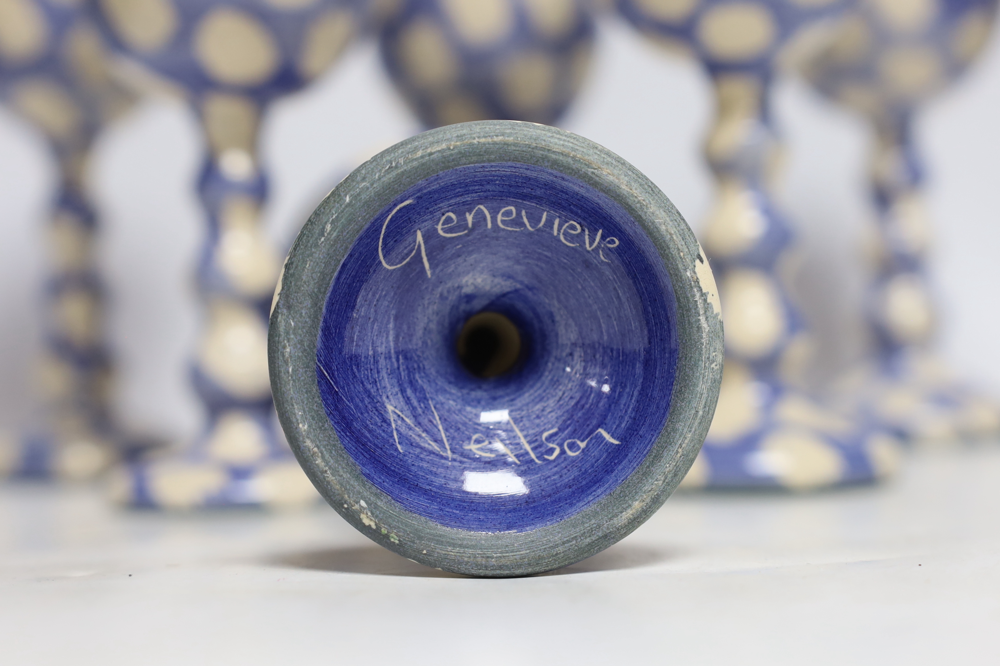 Genevieve Neilson, six pottery goblets, tallest 20.5cm